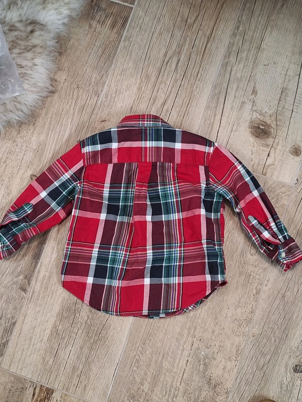 Ralph Lauren Baby Boys Red Plaid Button Down Shirt 12M Long Sleeve Cotton